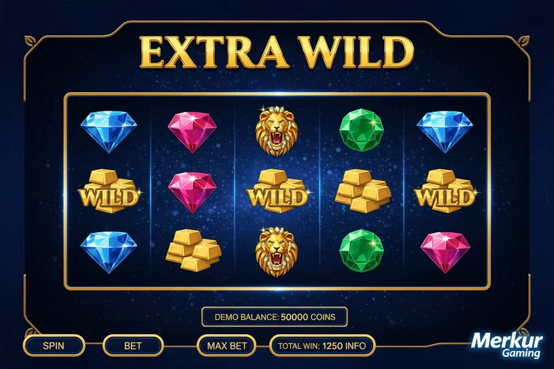 Extra Wild Spielautomat Gameplay mit funkelnden Diamanten und Goldsymbolen