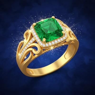 Goldring Symbol - Mittelwertiger Ring mit Smaragd